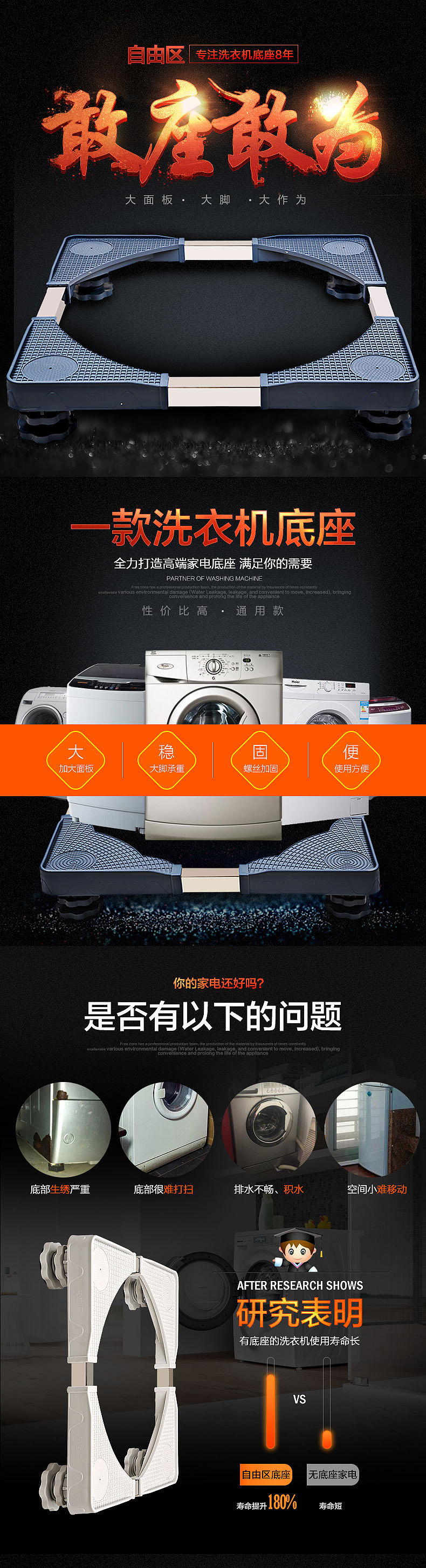 一款洗衣机底座的详情