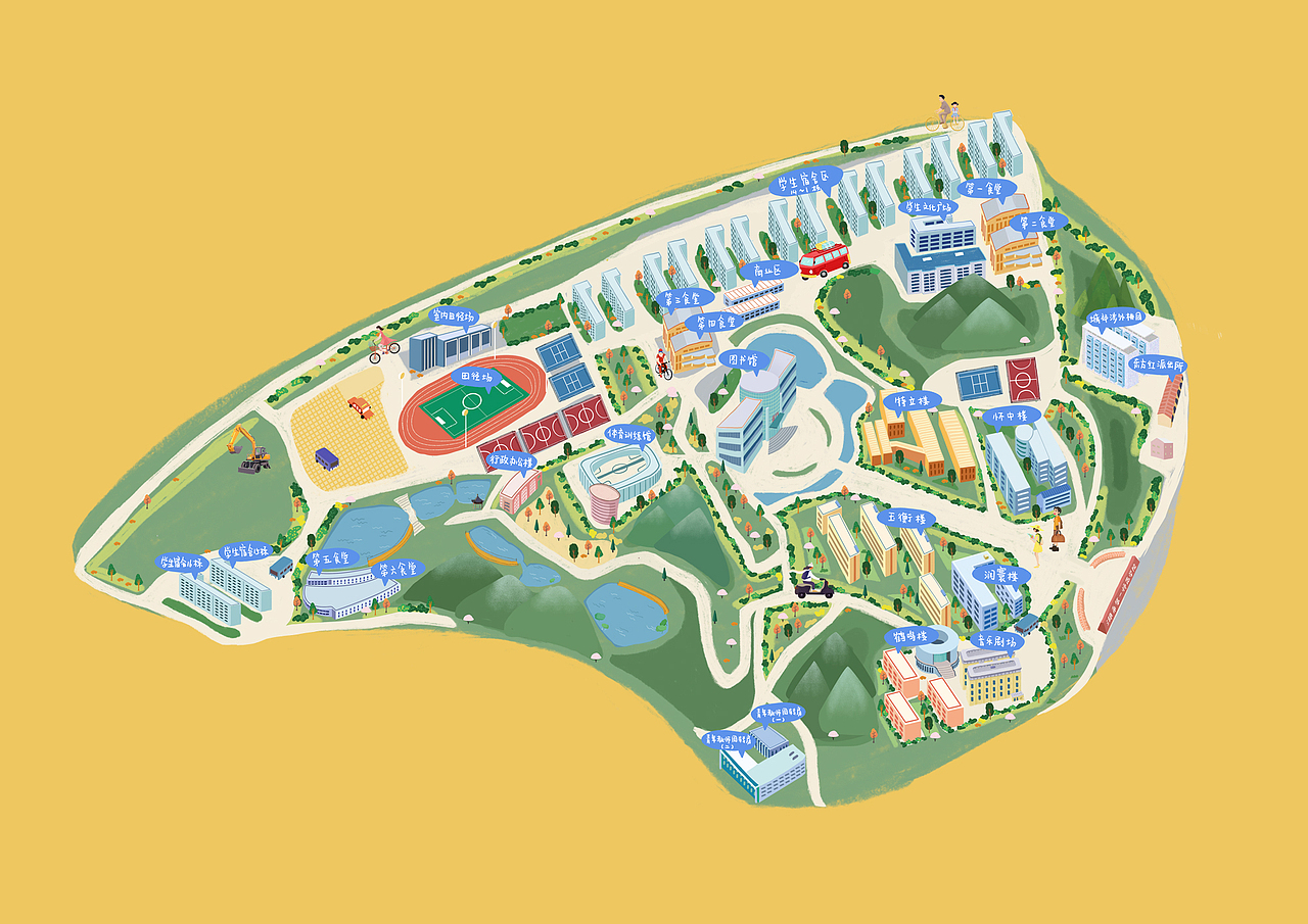 湖南手绘校园地图