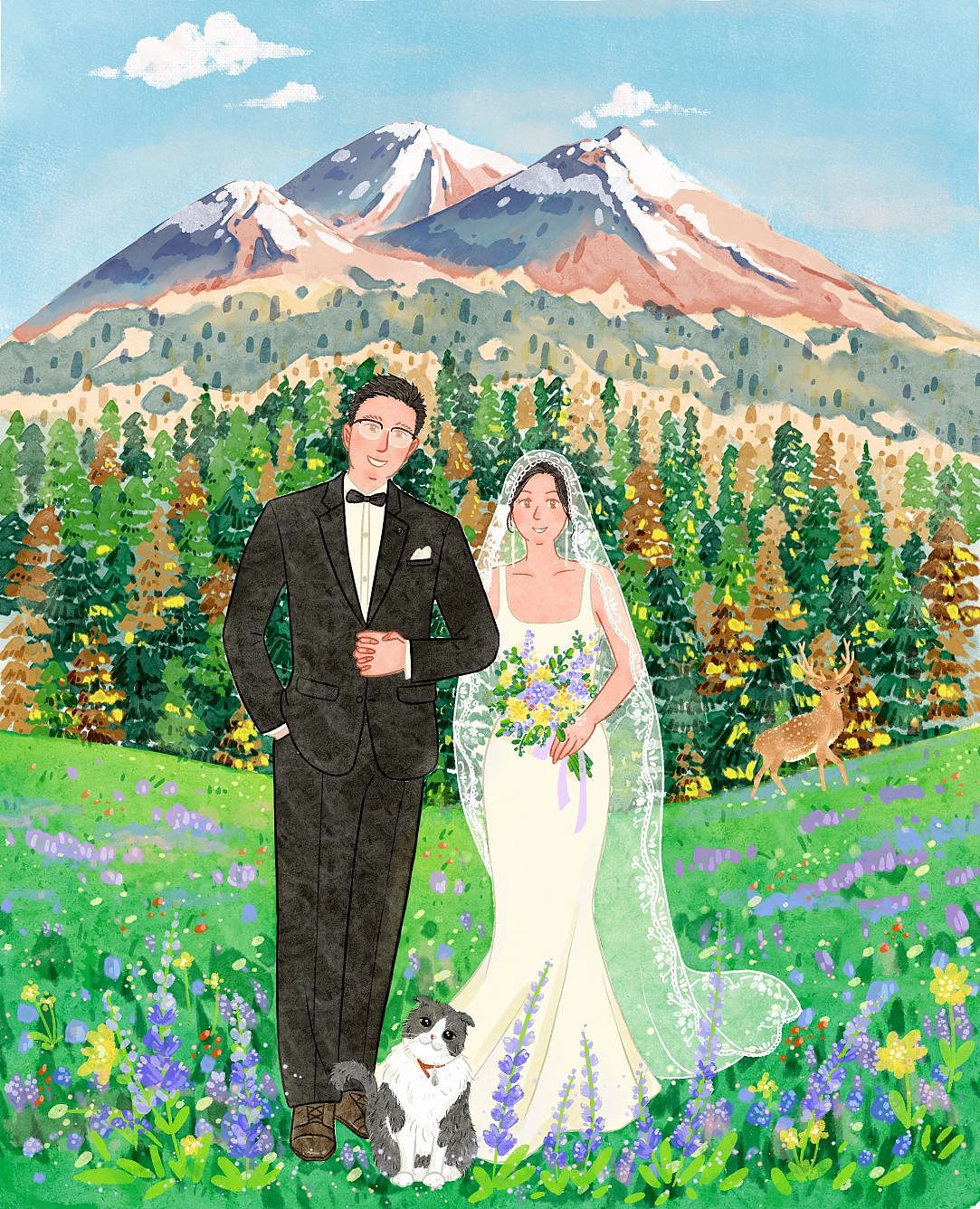 手绘婚礼💐｜自然系婚礼插画合集（图ZMzU1Njc4NDU2） - 创作习作 - 站酷设计师爱画画的嘟妈原创素材 - 站酷ZCOOL