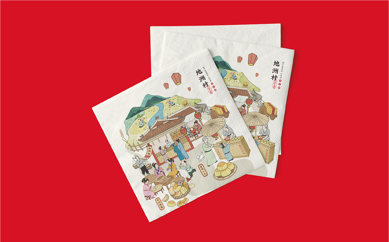 中式糕点插画设计品牌全案商业插画地州村