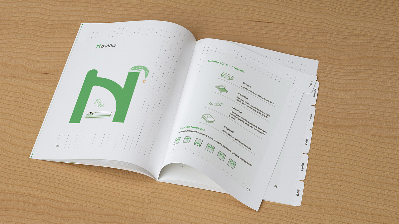 Novilla床垫六国语言异形标签 | 画册说明书（图ZMjkzNzMwNzQ0） - 书籍/画册 - 站酷设计师大大法师原创素材 - 站酷ZCOOL