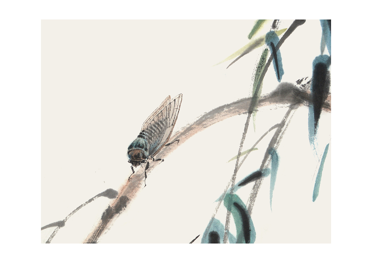 蝉鸣柳枝头|纯艺术|绘画|杨晓峰 - 原创作品 - 站酷 (zcool)