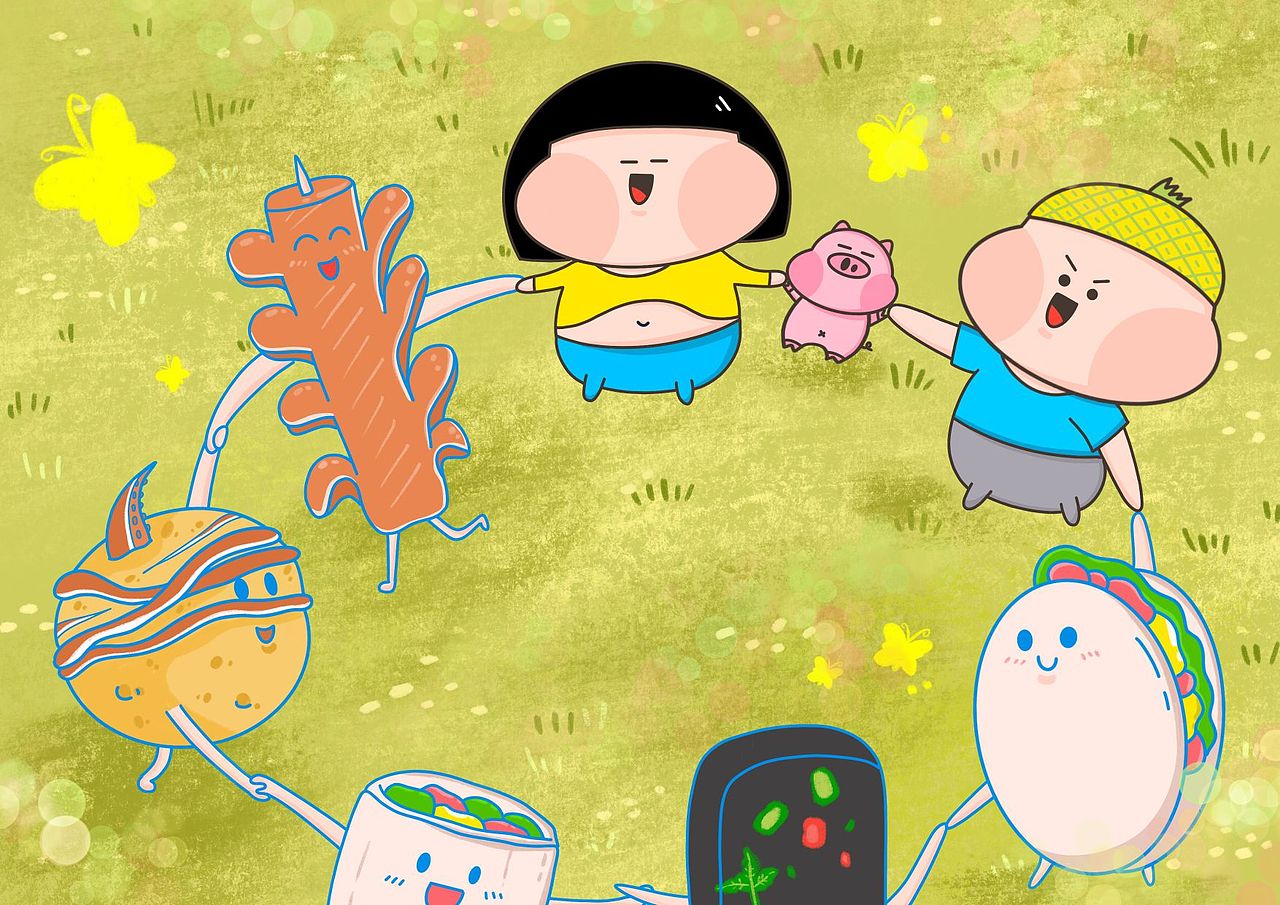 原创插画 | 与喜欢的食物转圈圈