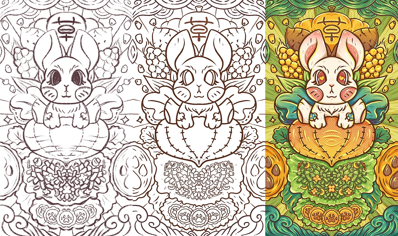 【狗粮 猫粮 兔粮】国潮宠物粮插画三则（图ZMjcwMjU3NDAw） - 商业插画 - 站酷设计师木屑果冻原创素材 - 站酷ZCOOL