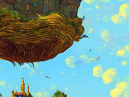 #站酷夢(mèng)筆#天空中漂浮的城堡，梵高