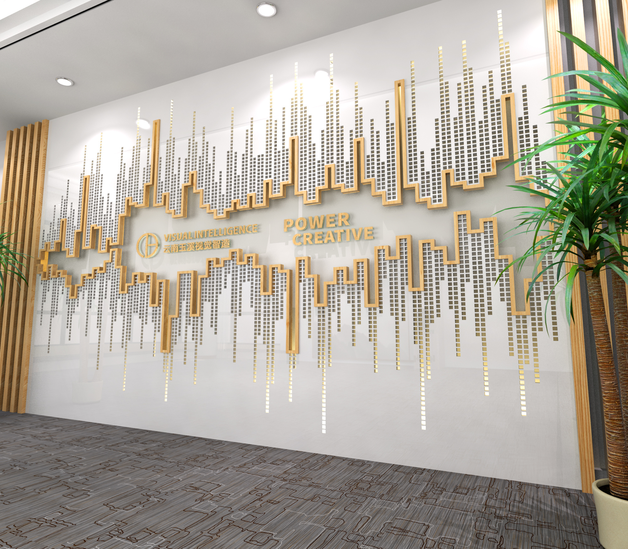 办公室形象墙面装饰效果图 – 设计本装修效果图