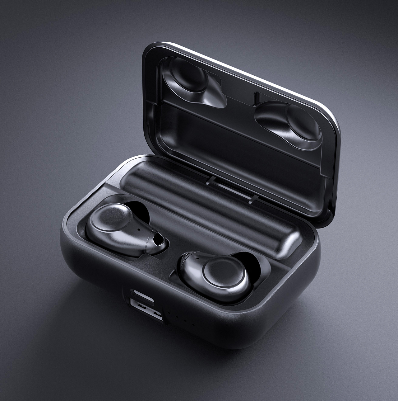 一套蓝牙耳机渲染