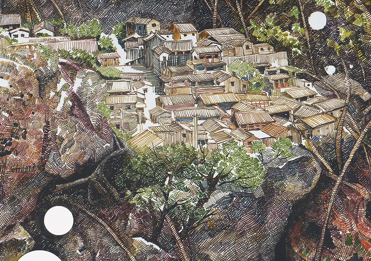 &lt;蜂巢 Beehive&gt; acrylic ink on canvas 107cm x210cm