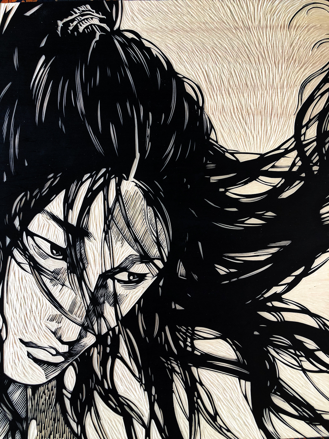 佐佐木小次郎浪客行手工雕刻黑白木版画