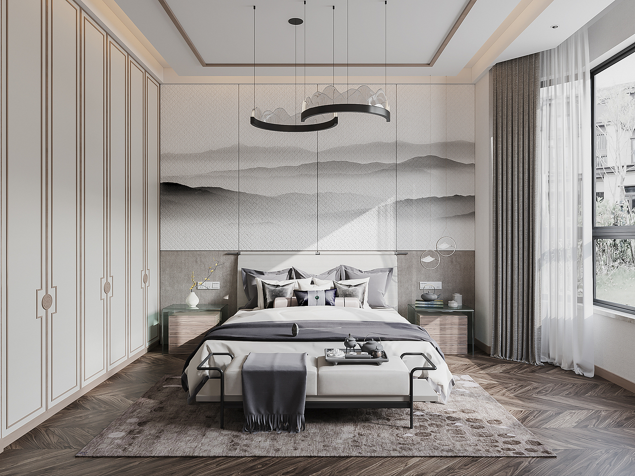 一套新中式风格效果图