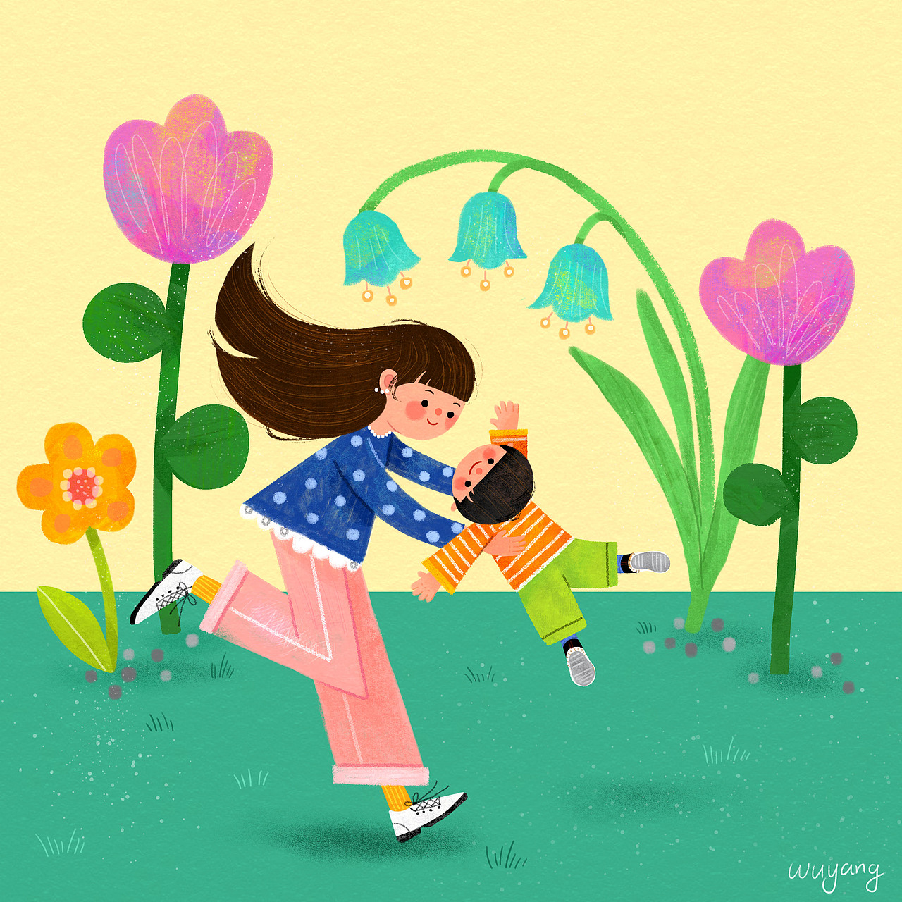 母亲节亲子系列儿童插画