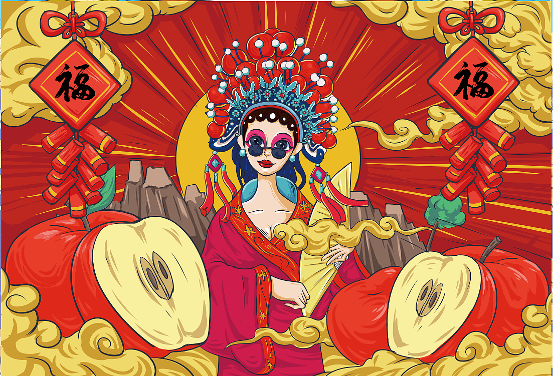 国潮水果ip形象插画