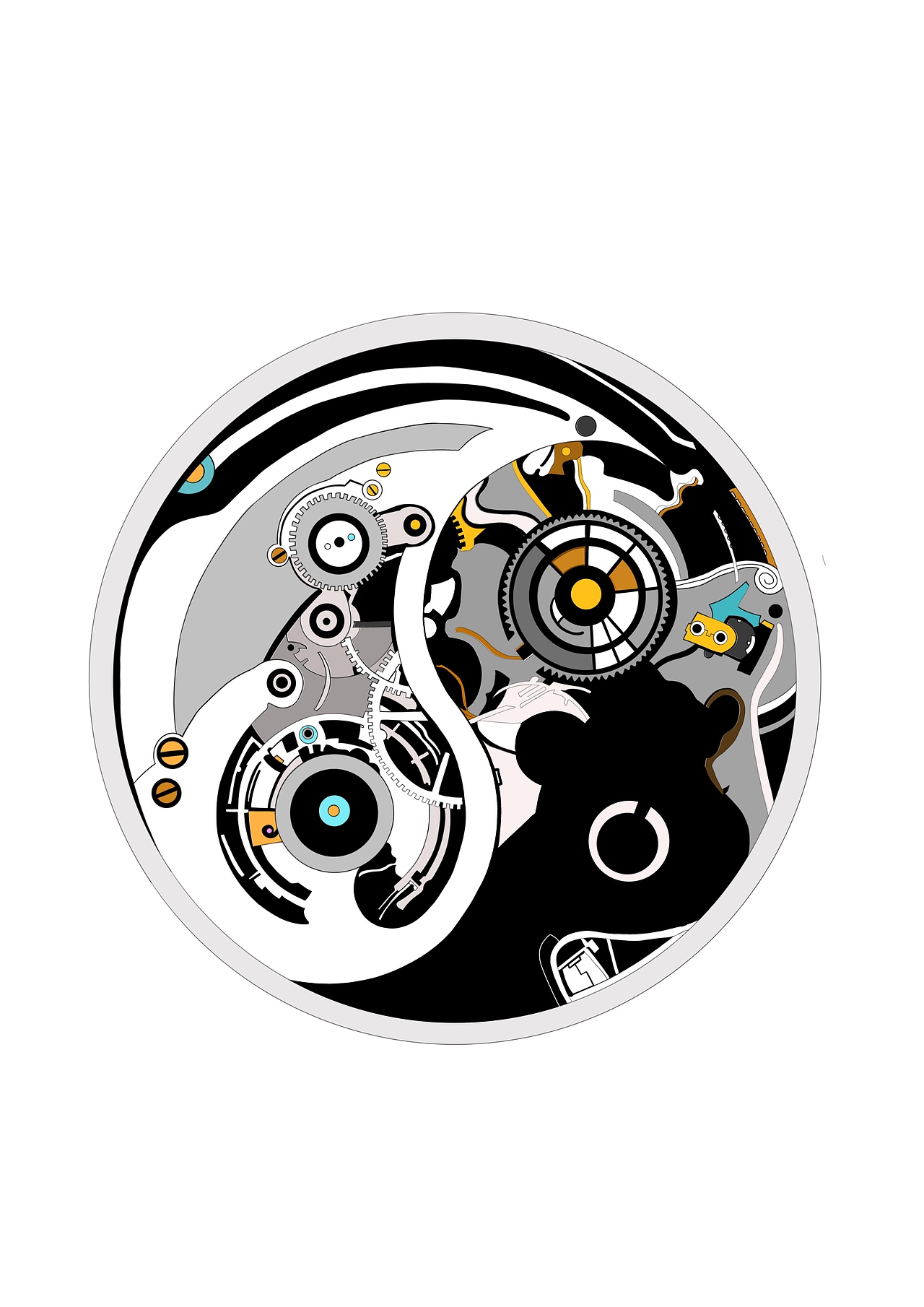 道法太极八卦为背景,结合工业机械,诠释产品的精密度