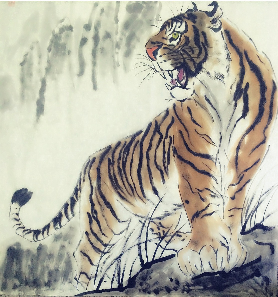 上山虎写意国画题材--《会当临绝顶,一览