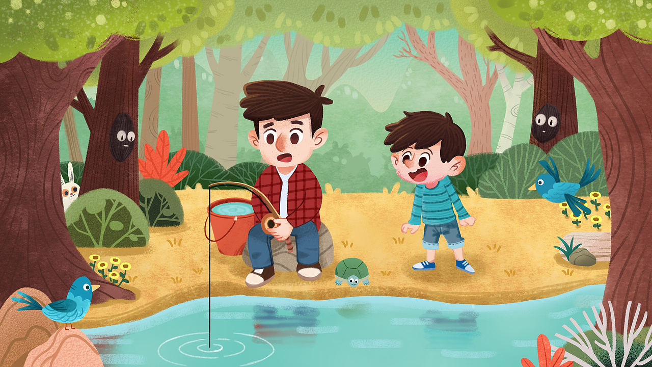 假期钓鱼（图ZMjI0MDI1MTcy） - 绘本 - 站酷设计师逍遥素人原创素材 - 站酷ZCOOL