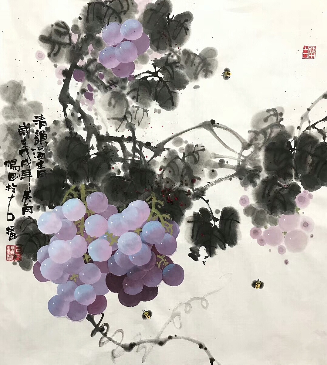 国画作品|工笔葡萄|杨国钧_兴艺堂