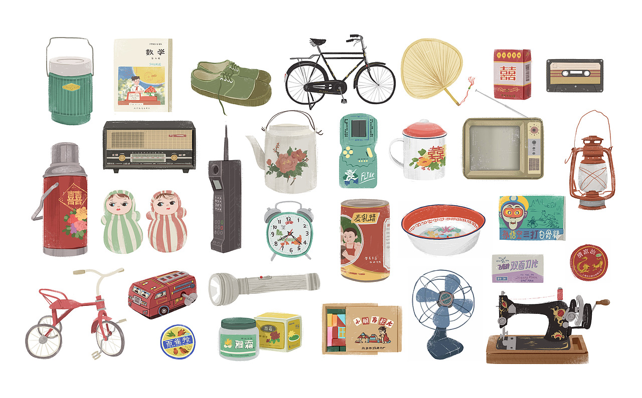 老物件系列插画第二弹|插画|商业插画|sally关_原创作品-站酷zcool