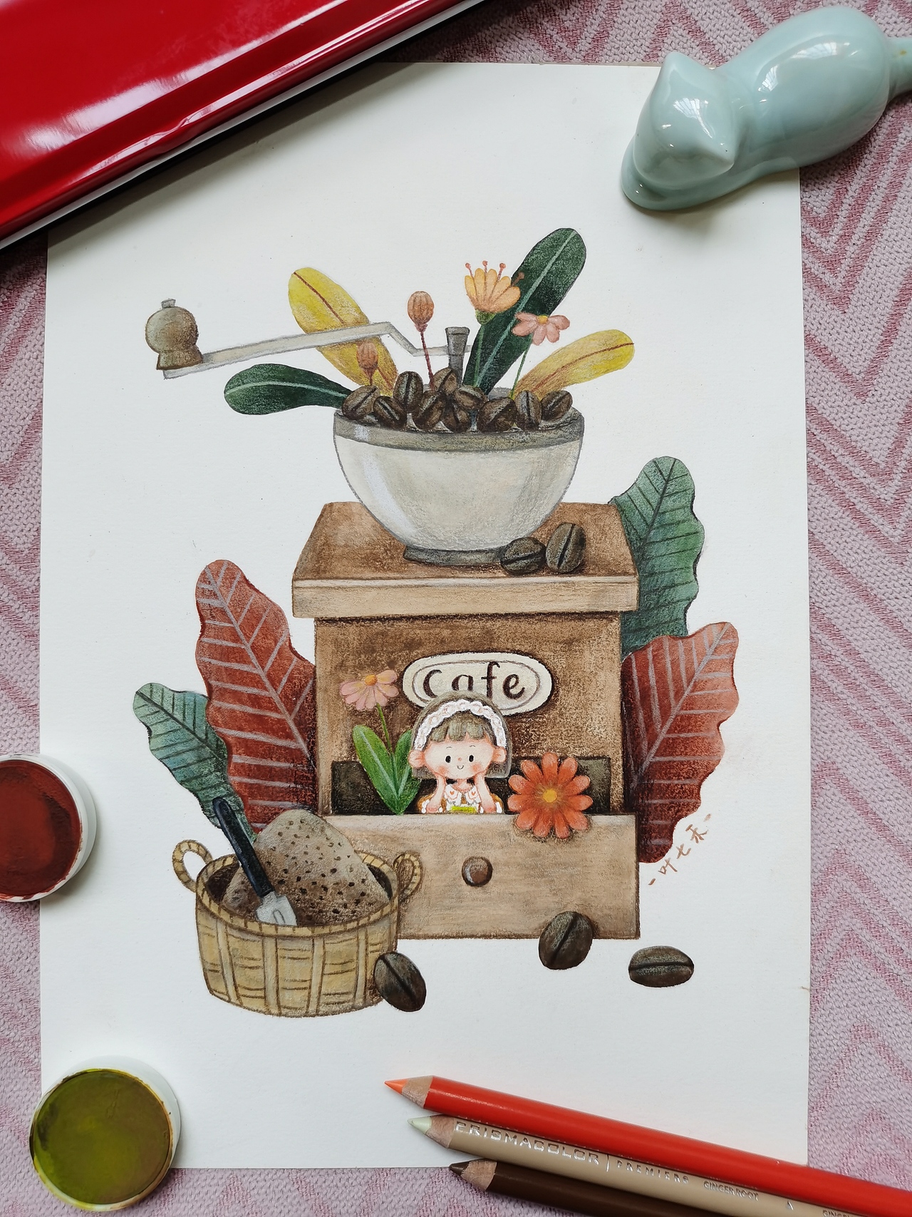 手绘咖啡|森系咖啡店|插画|创作习作|叶七禾_原创作品-站酷(zcool)