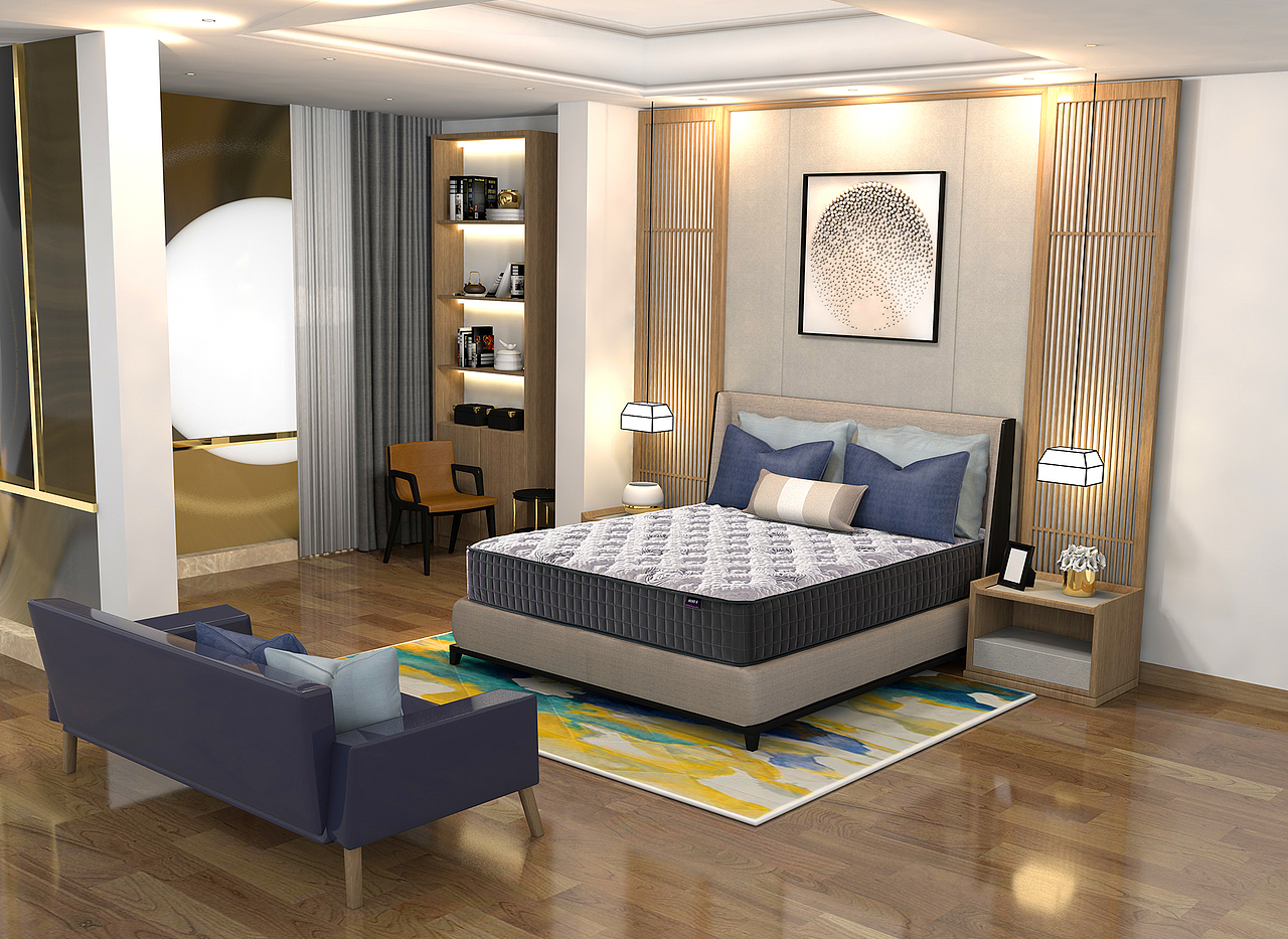 c4d床垫卧室效果图3dmax模型导入c4d渲染ps合成
