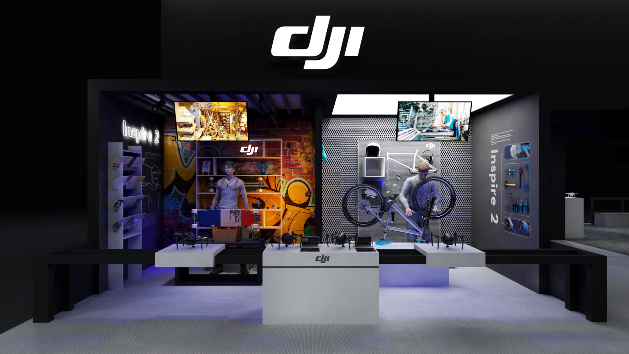 dji-nab专业展-简洁黑白灰展台