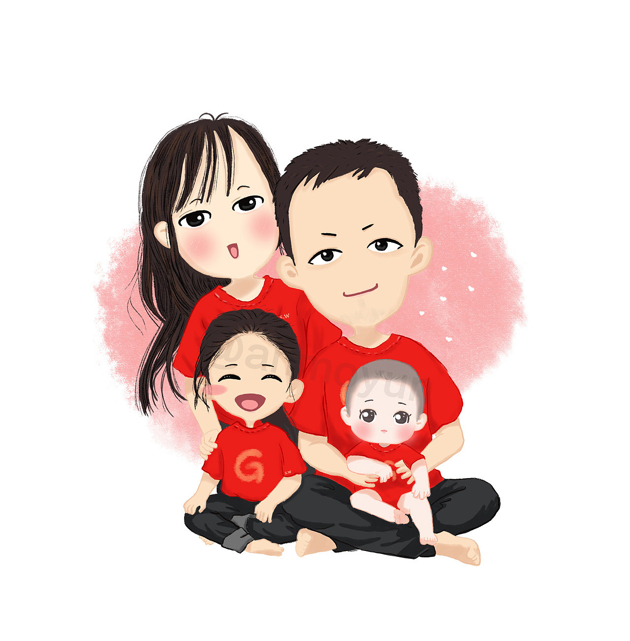 简单手绘-卡通化人物头像小插画 情侣头像 可爱全家福|动漫|单幅漫画