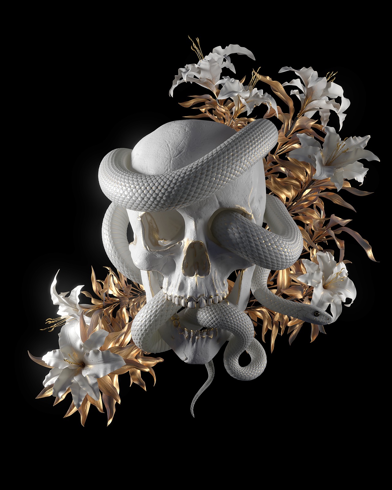skull with snake