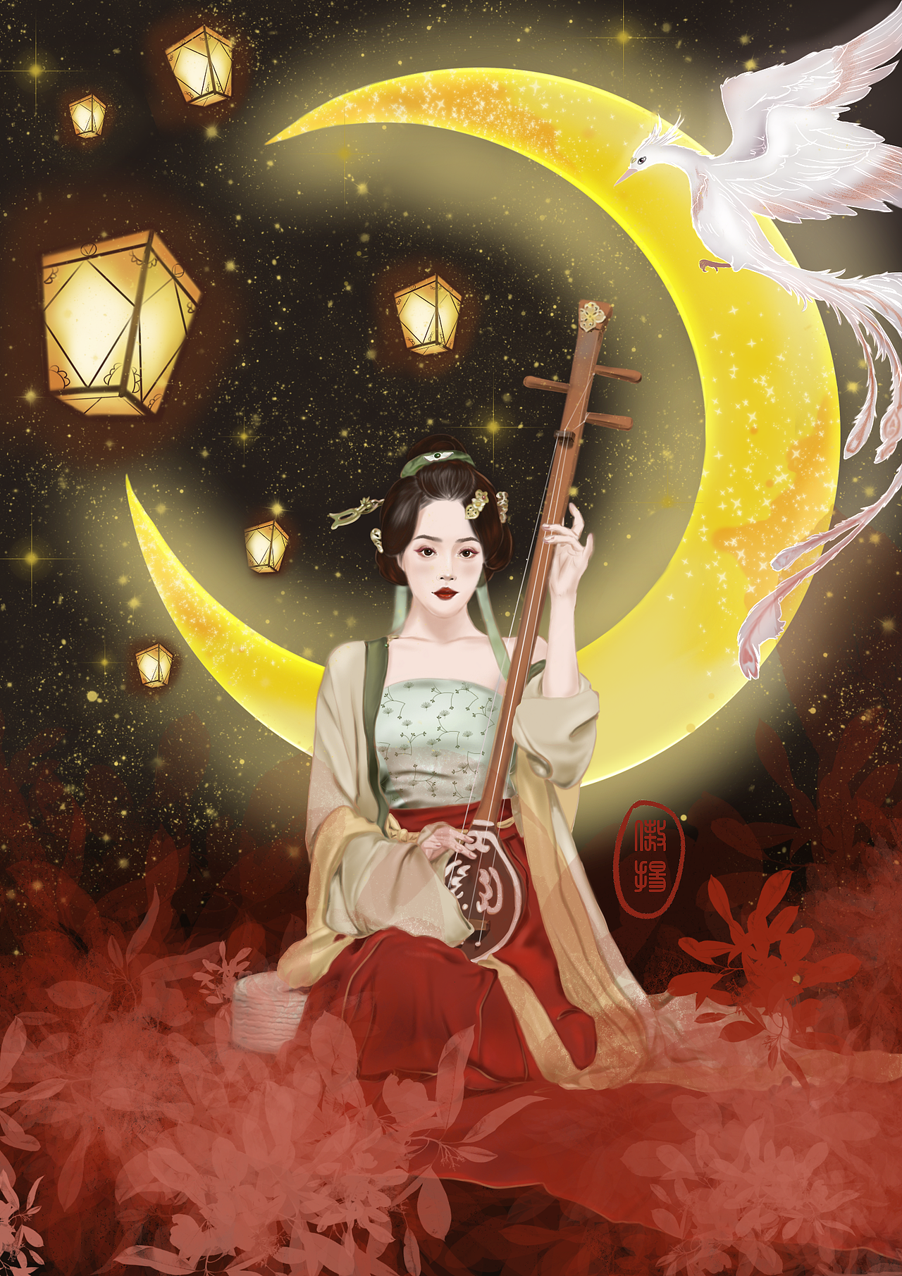 左手指月（图ZMjA0ODI1NTcy） - 商业插画 - 站酷设计师Jessicayzr原创素材 - 站酷ZCOOL