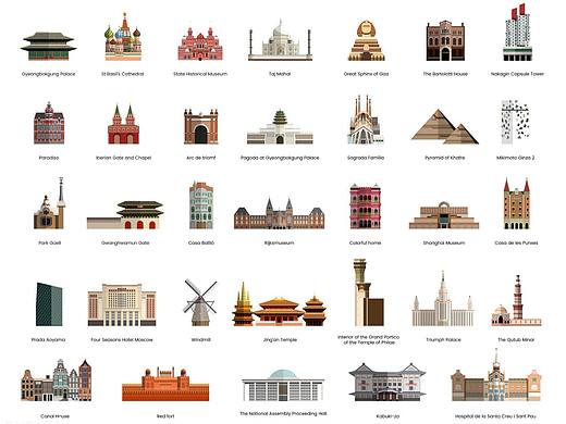 世界名胜古迹插图（旅游concept)