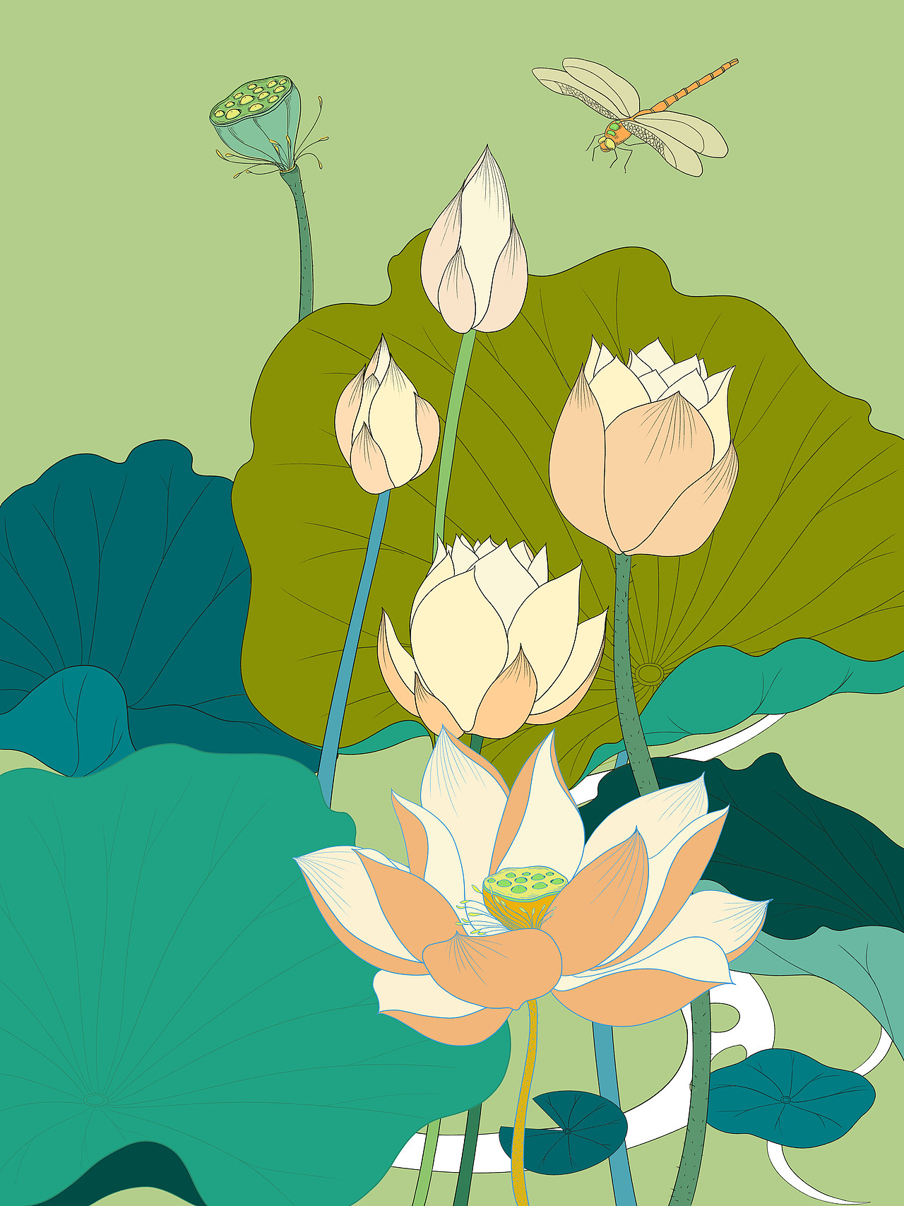 国风节气-小暑（图ZMzMzODIzMzU2） - 商业插画 - 站酷设计师王然君原创素材 - 站酷ZCOOL