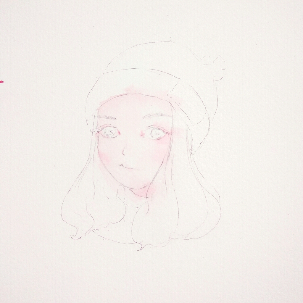 水彩卡通肖像过程