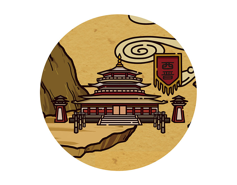 西安文化餐厅插画