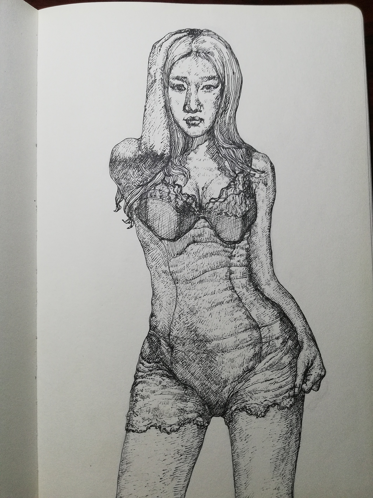 20180729速写素描美女半身像