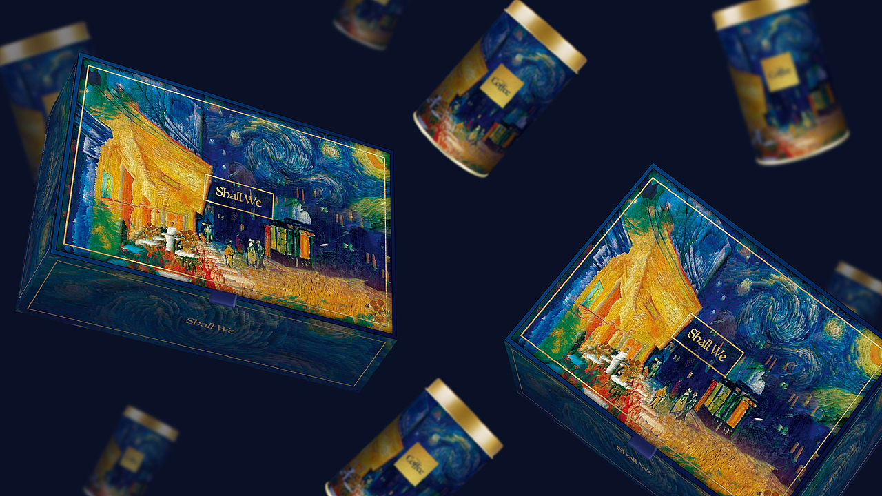 咖啡礼盒——礼盒包装设计（梵高）（图ZMTg3NjE3Nzc2） - 包装 - 站酷设计师EVER品牌设计原创素材 - 站酷ZCOOL