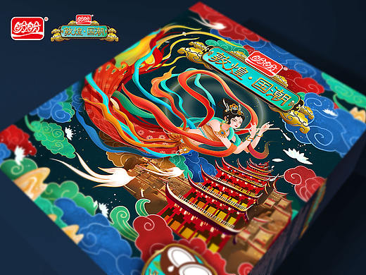 盼盼联名敦煌国潮插画礼盒设计（飞天）