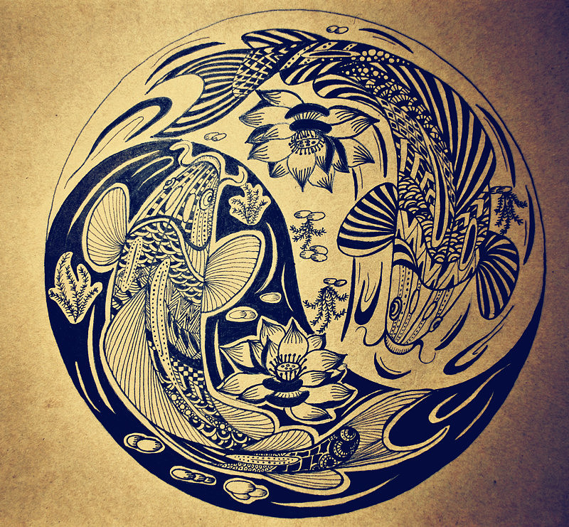 缠绕八卦阴阳鱼