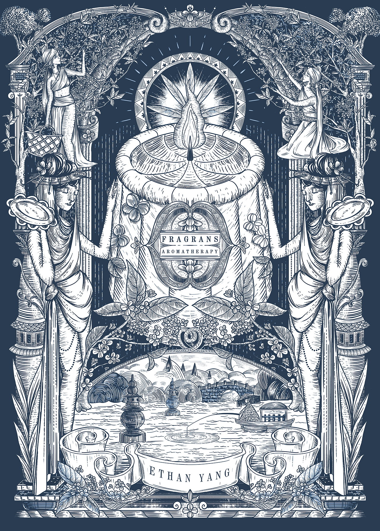 歐式復古鋼筆版畫包裝設計 | 桂花香薰（圖ZMzYyMDIwNzI4） - 商業(yè)插畫 - 站酷設計師瞎畫師EthanYang原創(chuàng)素材 - 站酷ZCOOL