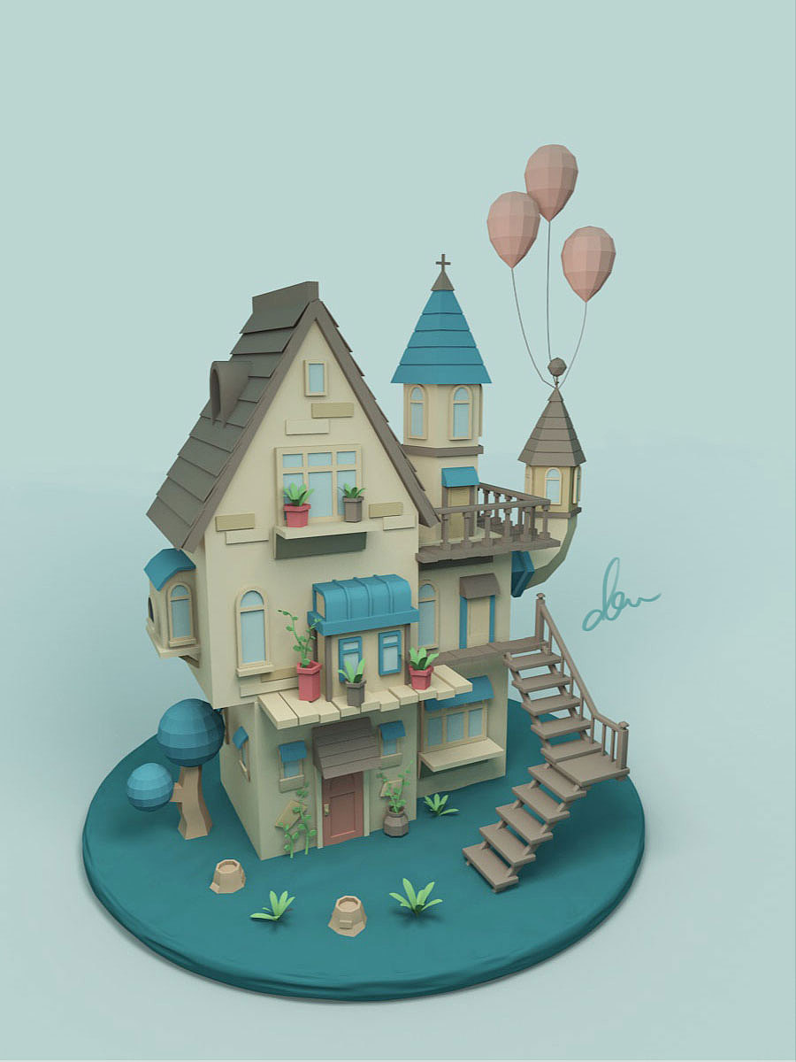 c4d小房子模型加灯光练习