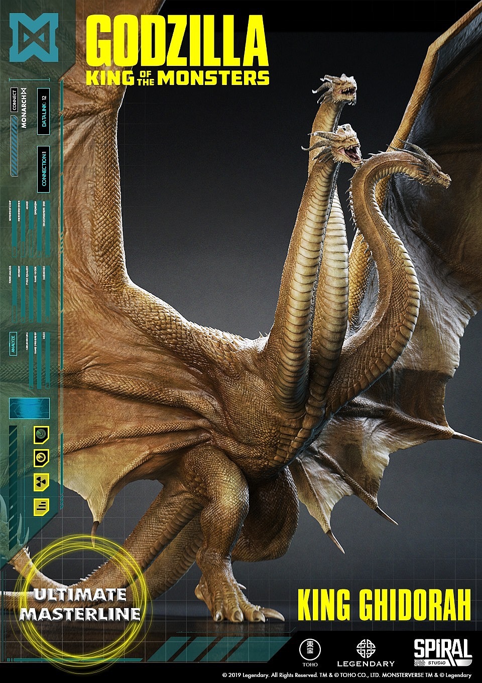 spiralstudio哥斯拉怪兽之王三头巨龙基多拉雕像