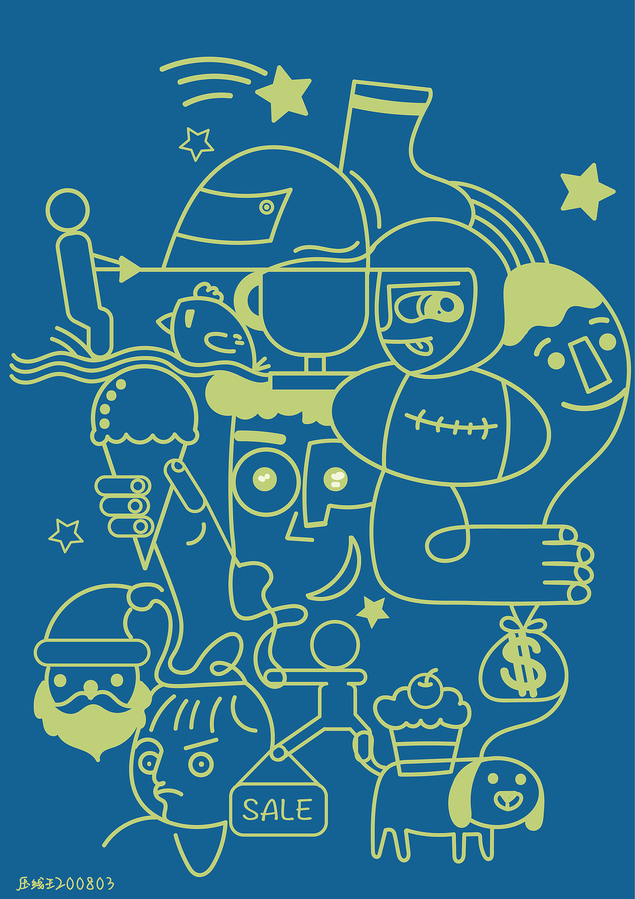 doodle线条风（图ZMjIwMTgzMDky） - 商业插画 - 站酷设计师压线王原创素材 - 站酷ZCOOL