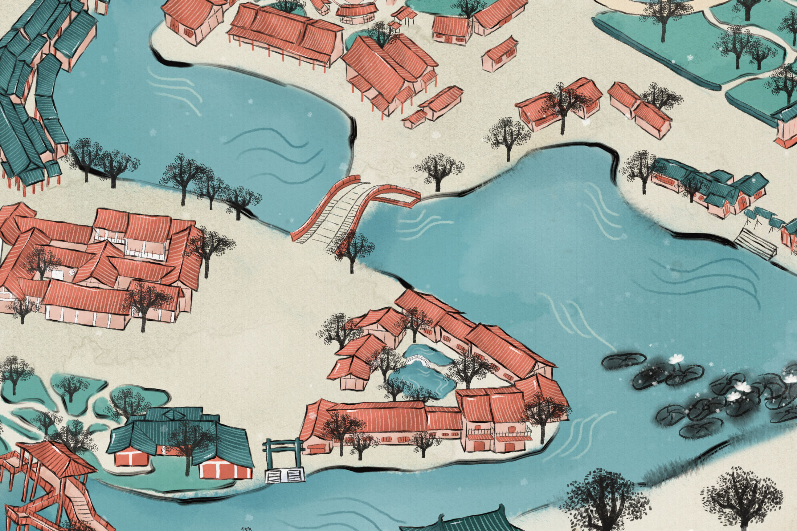 开封清明上河园手绘地图