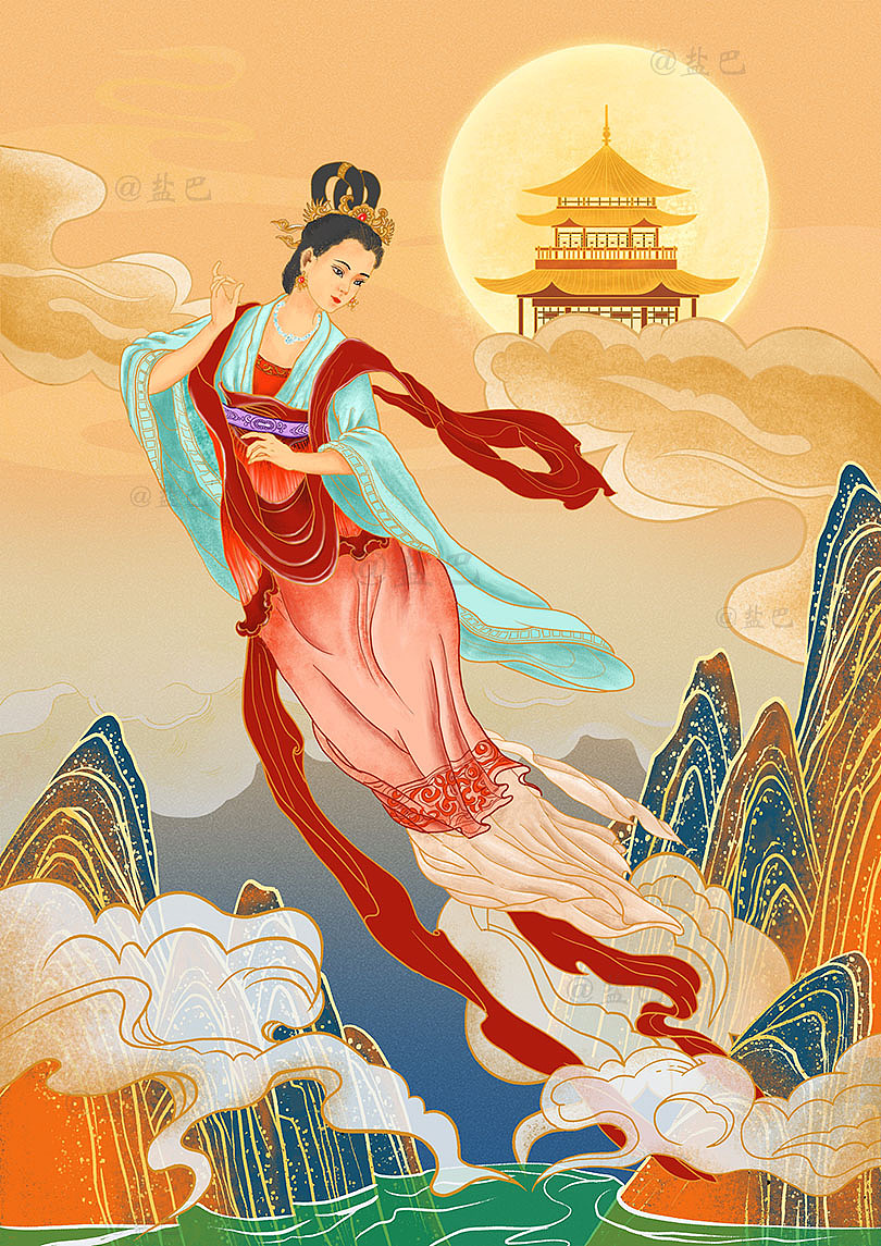 嫦娥奔月（图ZMjcxMjE0NTE2） - 商业插画 - 站酷设计师TacYoung原创素材 - 站酷ZCOOL