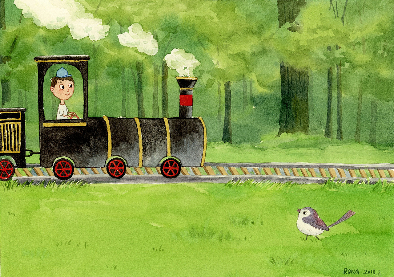 手绘火车--电力机车头|插画|艺术插画|Leon小火车 - 原创作品 - 站酷 (ZCOOL)