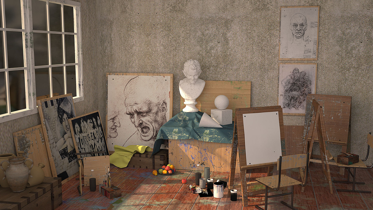 画室|三维|场景|93牧殇_原创作品-站酷zcool