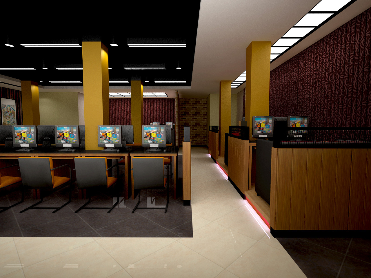 2023网吧大厅装修设计效果图片_装信通网效果图