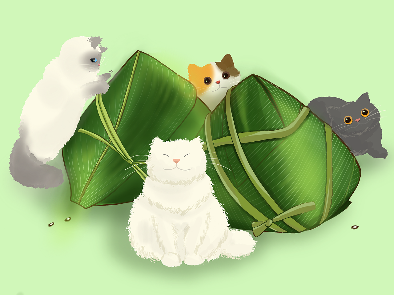 端午安康猫咪图