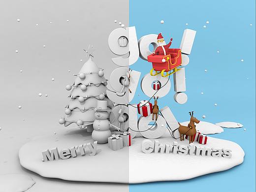 C4D场景建模--圣诞节贺图