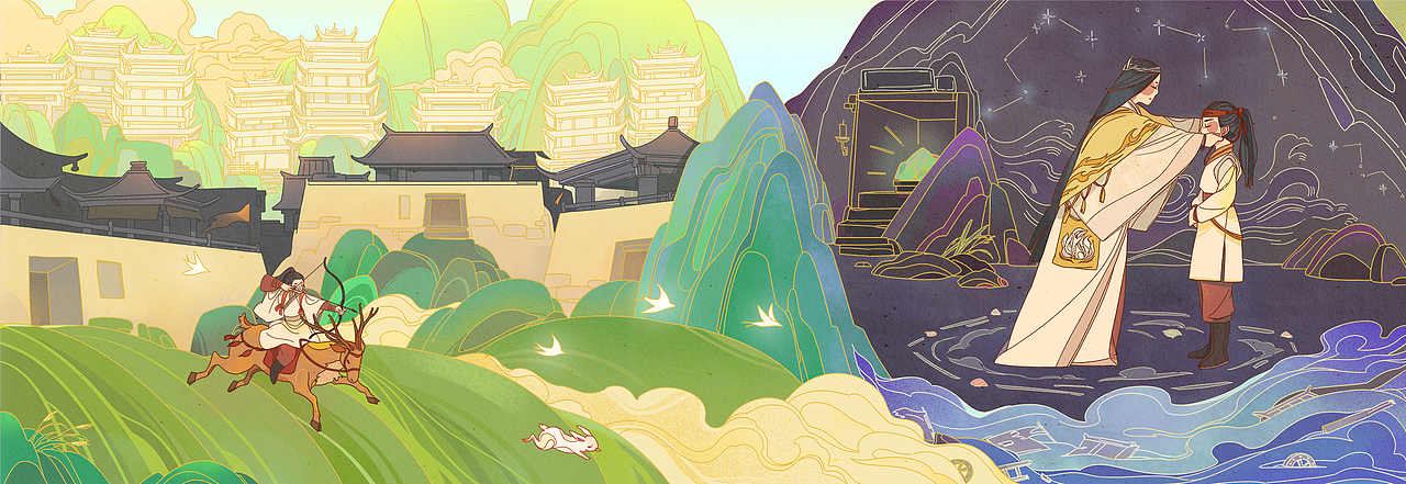 《大禹治水》插图（图ZMjY2NDYzMDI0） - 儿童插画 - 站酷设计师Mandragora647原创素材 - 站酷ZCOOL