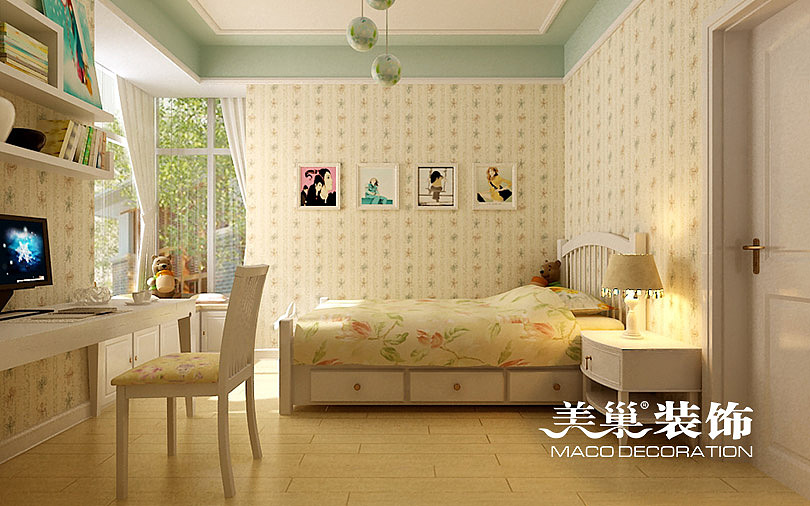 鹤壁美巢装饰格林半岛97平三室两厅装修美式乡村案例图