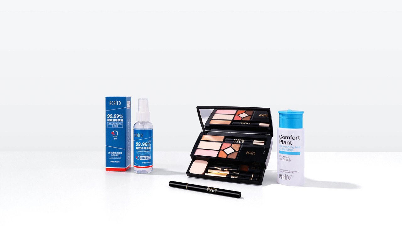护肤品彩妆活动混搭产品组合摄影丨白底创意拍摄摆拍