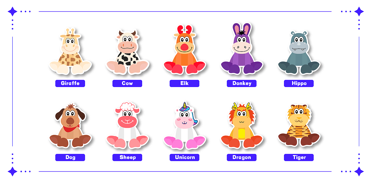 开心笑脸动物系列（图ZMjg4MzU2ODY4） - 玩具 - 站酷设计师窝四原创素材 - 站酷ZCOOL